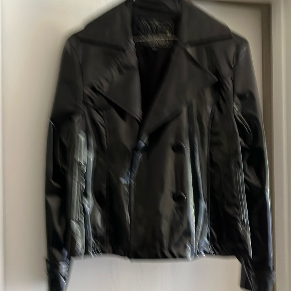Patent Leather double breasted motto jacket new